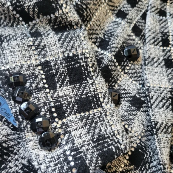 Veronica Beard Rhinestone Miller Dickey Plaid Tweed Jacket Size 2 Black - Picture 11 of 16